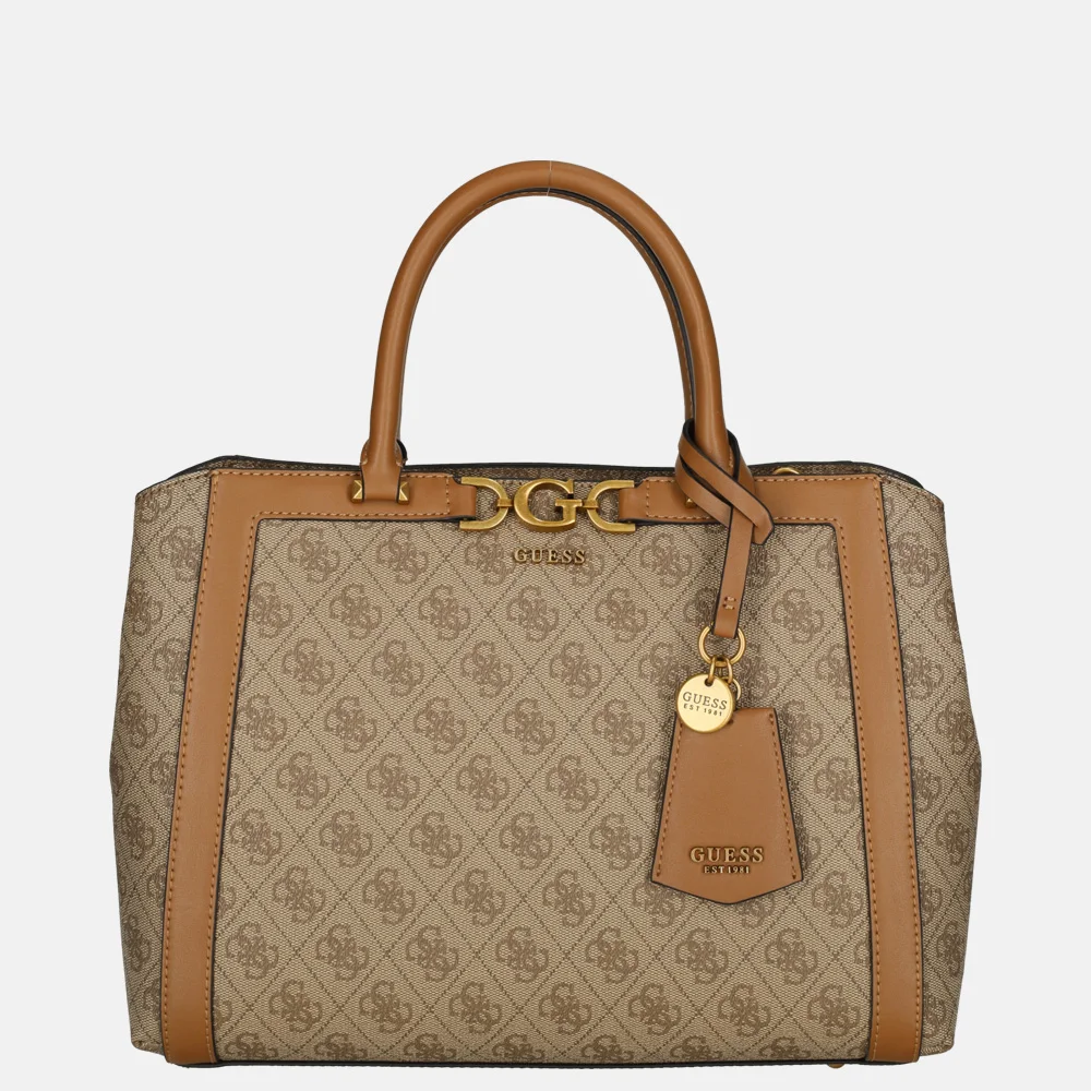 Guess Dagan satchel handtas latte logo bij Duifhuizen